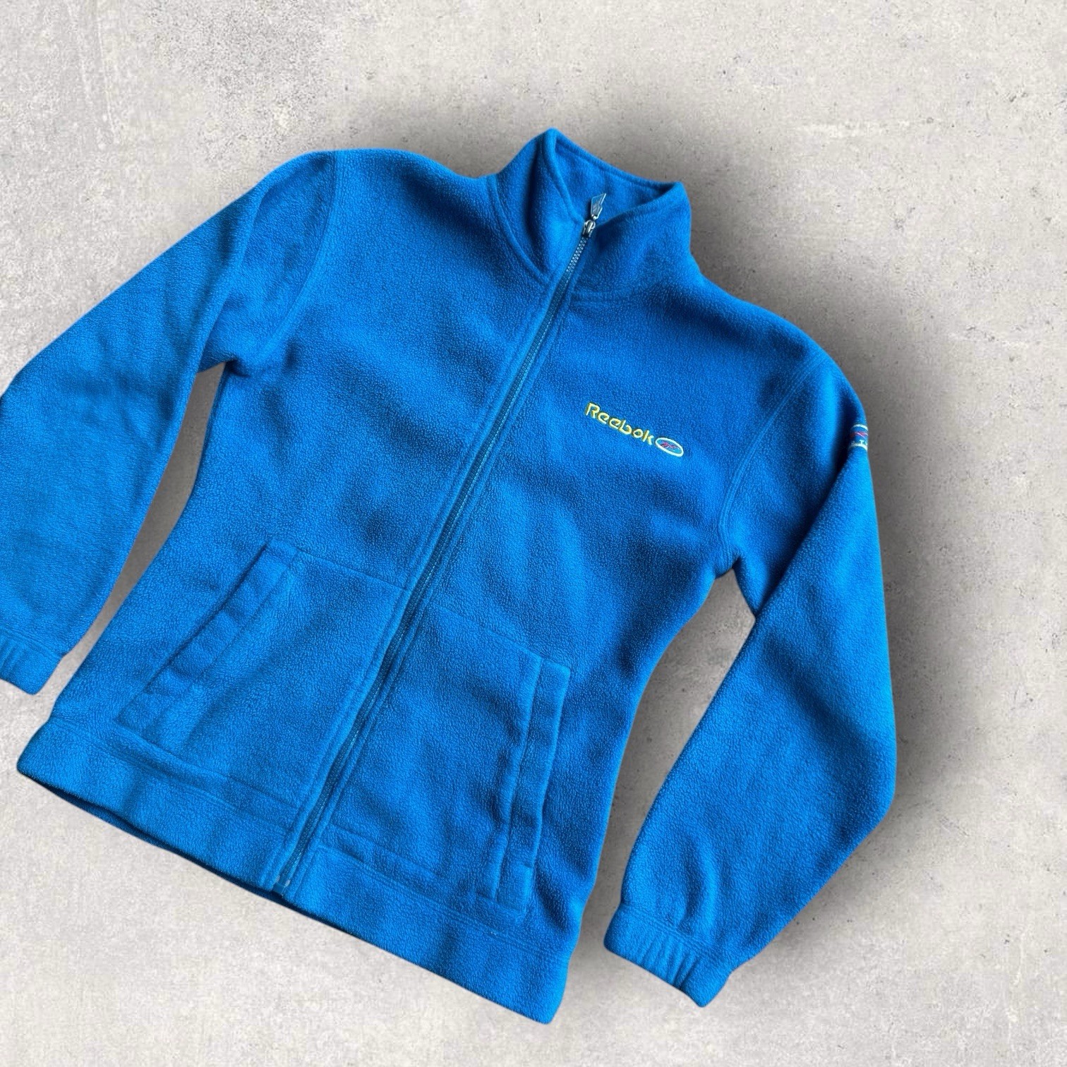Vintage Women’s Reebok Blue Fleece Freestyle 90s Full Zip Jacket Size 10 image 2