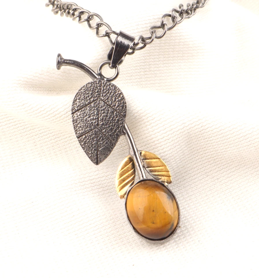 Gelber Tigerauge Edelstein 925 Sterlingsilber Handarbeit Schmuck Anhänger 1,6... - Bild 2 von 4