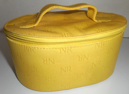 Nina Ricci Yellow Cardboard Lined Zip Cosmetic Makeup Travel Toiletry Bag Case