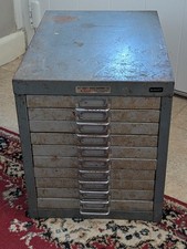 Bisley 10 Drawer Metal Cabinet, 32.5cm High, 28cm Wide, 41cm Deep, Used