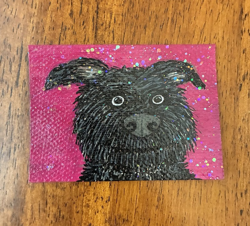 ACEO Original Acrylic Painting 2.5 x 3.5. ~ Cosmo Curious 2