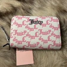 NWT Juicy Couture Pep In Her Step Medium Double Zip Around Wallet - White  Pink