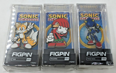 FiGPiN Sonic The Hedgehog Sonic #1355 Knuckles #584 Tails #583 Set of 3 Pins