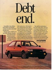 1988 Hyundai Excel Car Debt End 2 Door Car South Korean Vintage Print Ad/Poster