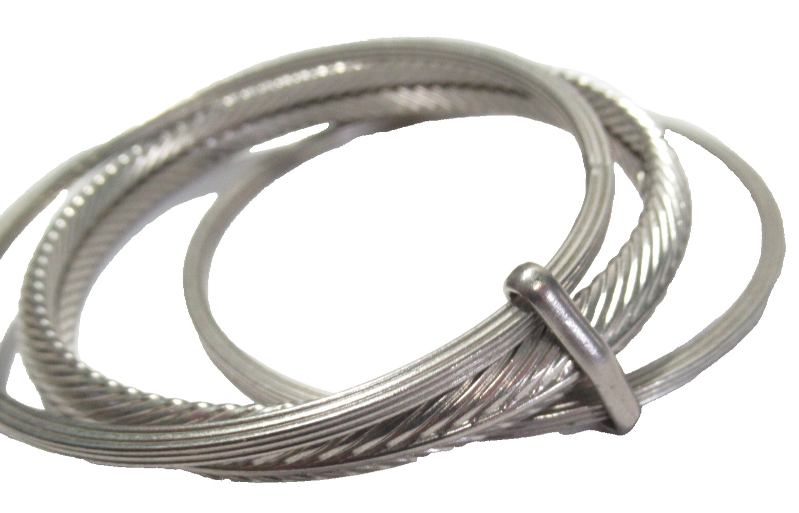 Bangle Bracelets Three Attached Textured Stylish … - image 1