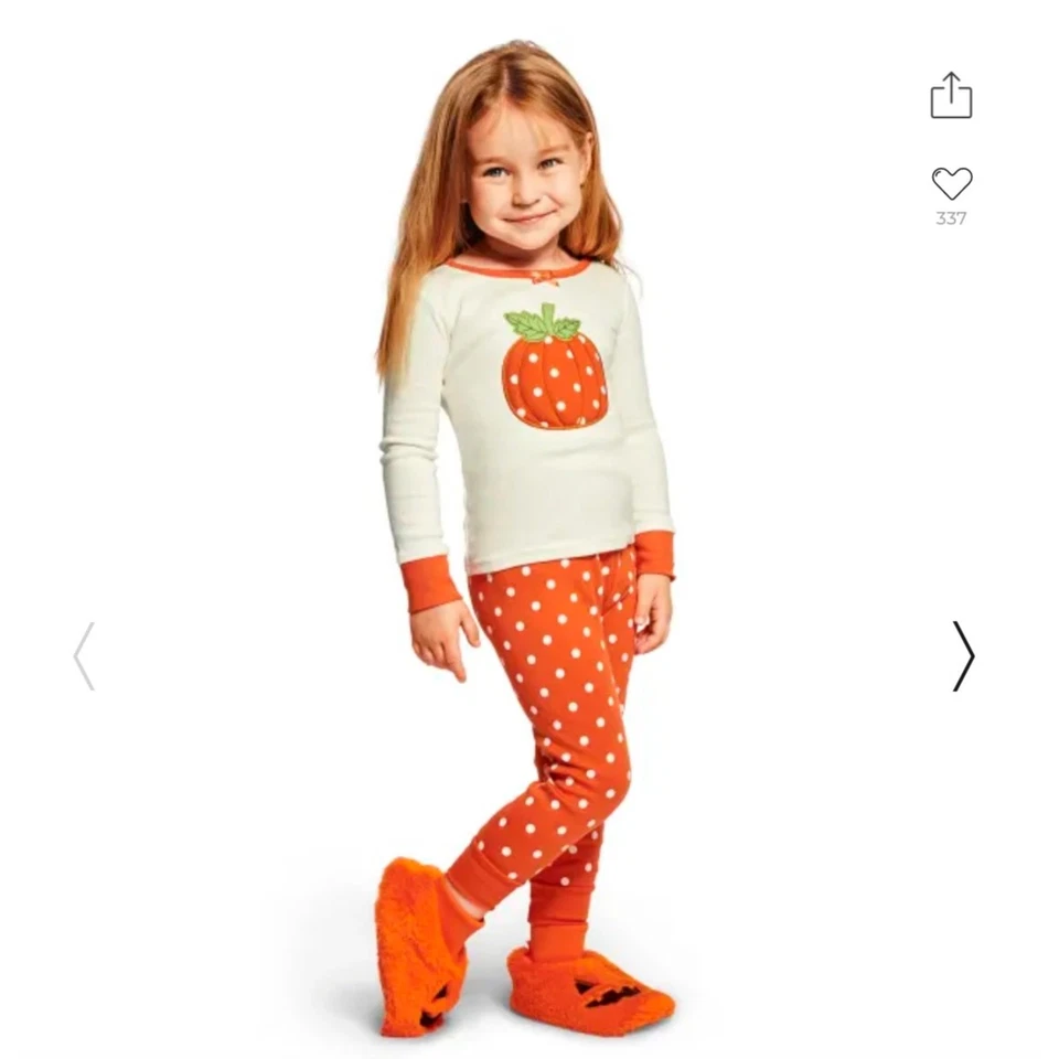 Новый с Ярлыками Gymboree девочек оранжевый и слоновой кости Lil' тыквы хлопок 2 изделия пижамы - размер 2T - Изображение 2 из 4