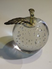 3 " Refroidir Verre Et Laiton, Big Apple Avec Feuille Presse-Papier, Déco, Show