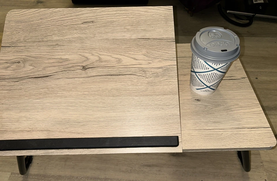 Bandeja de cama de escritorio para regazo tapa abatible plegable madera estación de trabajo portátil Foto 2 de 4