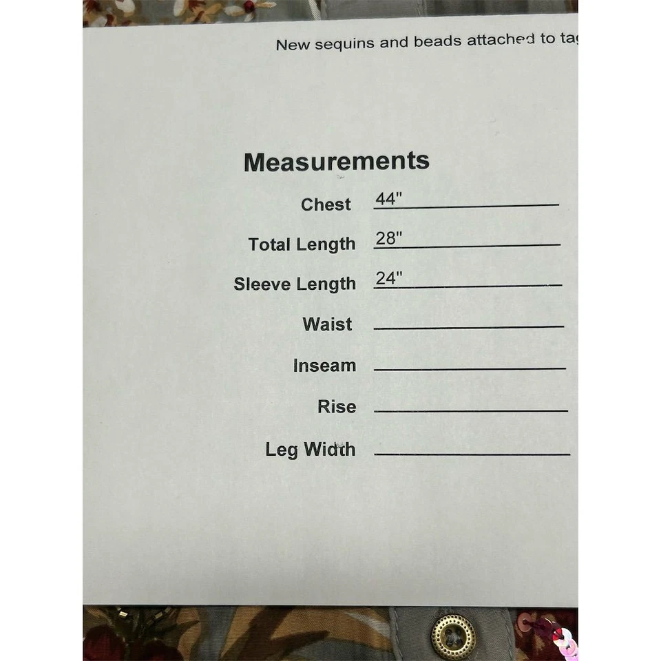 Blusa para mujer Soft Surroundings L gris floral con cuentas botones delanteros - CJ Foto 2 de 4