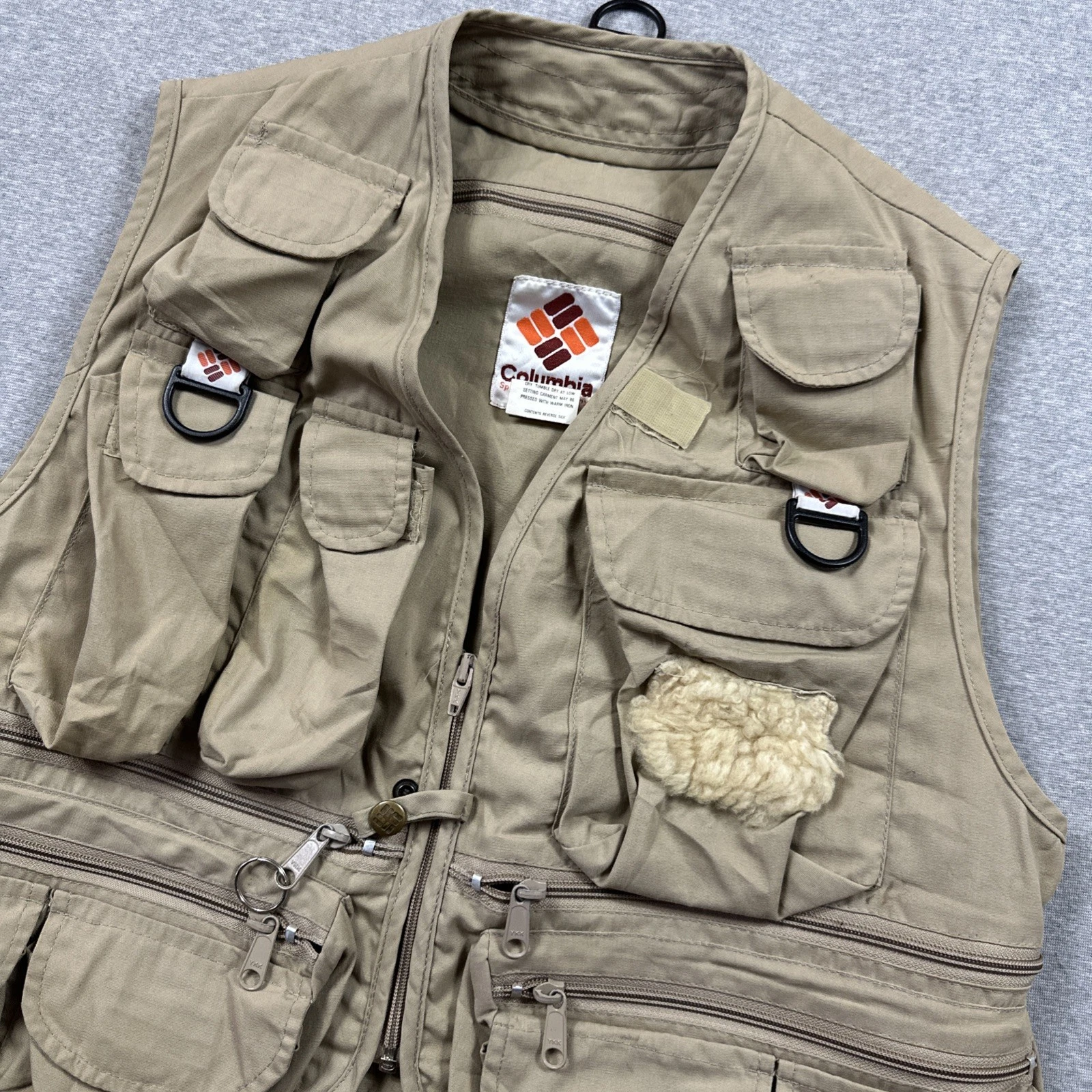 Vintage Columbia Safari Vest Small 80s Fishing Hunting Photography Outdoors