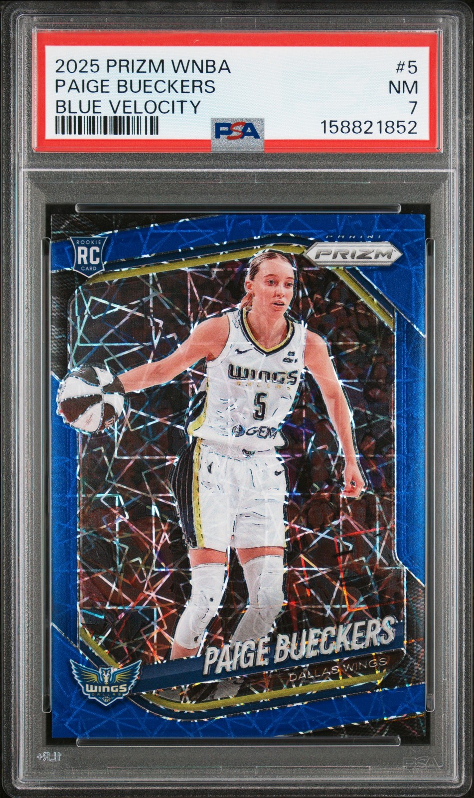 2025 PANINI PRIZM WNBA BLUE VELOCITY #5 PAIGE BUECKERS ROOKIE RC PSA 7 view 1