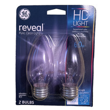 Ge Lighting 60w, 485 Lumen, Faceted, Ceiling fan Bulbs, 2 Bulbs Vibration B13