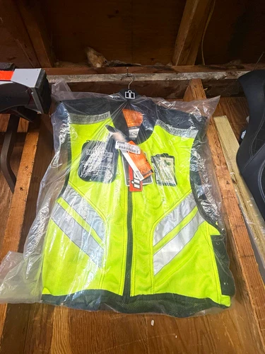 Icon Hi-Vis Yellow Reflective Safety Vest Zip Front Silver/Black motorcycle - product listing photo