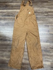 Carhartt Youth Boys Sz 16 Brown Bib Overalls Double Knee Insulated OX8625-B