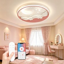 Remote Control Star Moon Shape Ceiling Light Multi-Color Baby Room Night Lamp