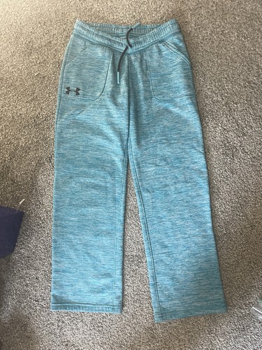 Girls Teal Under Armour Wide Leg Sweat Pants, Tag Gone But Prob Size 10/12