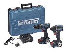Erbauer ECD18-Li-2 / EID18-Li 18V 2 x 2.0Ah Li-Ion EXT Brushless Cordless Twin