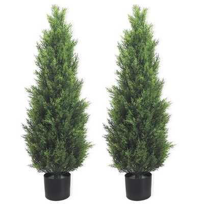 2 Pack 120cm Realistic Artificial Cypress Potted Evergreen Shrub for Home Decor