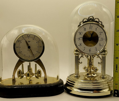 2 Mantel Clocks~7'' Elgin Quartz Battery operated~Staiger Mini 8-day 5'' Mantel