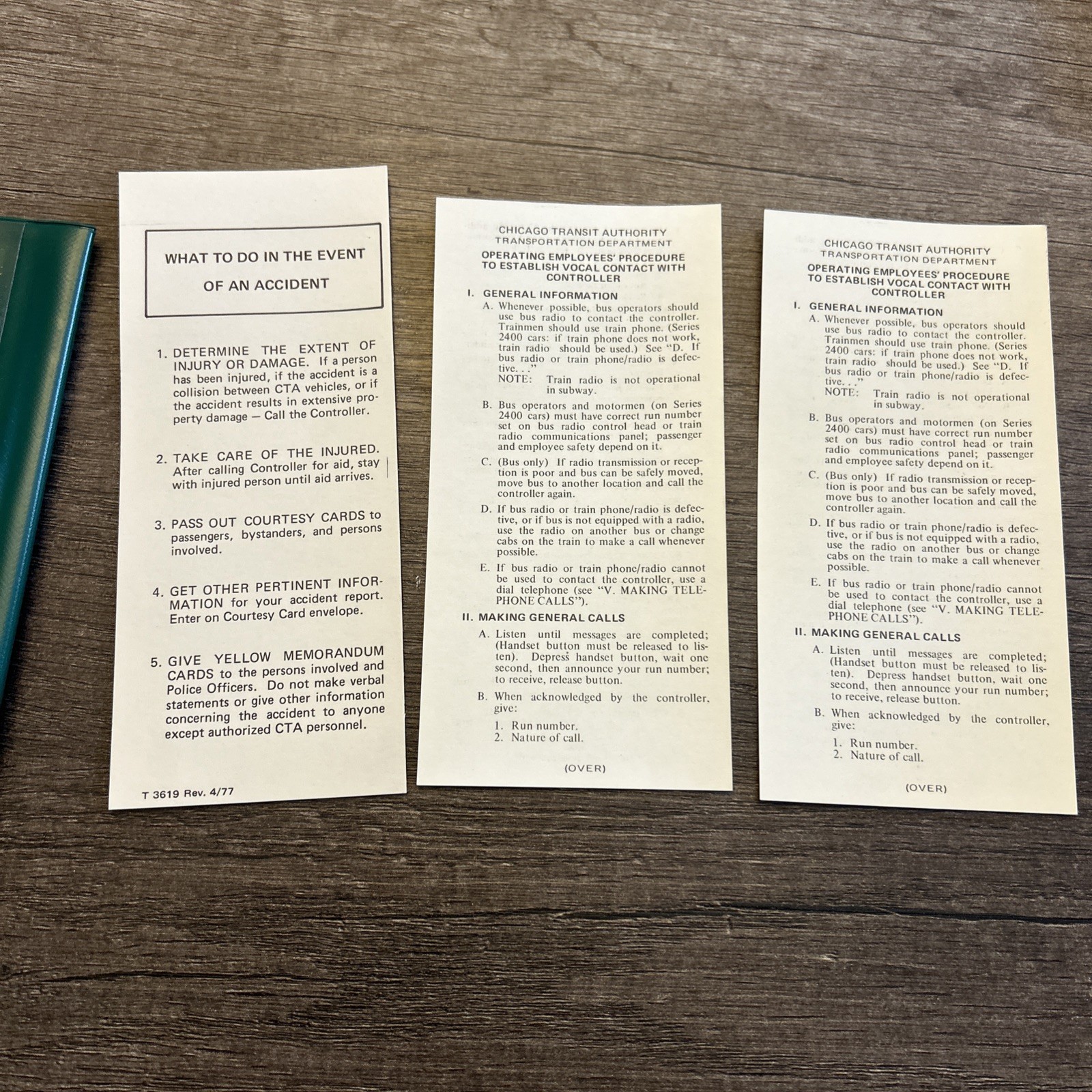 Vintage Chicago CTA Train Courtesy Card Kit 