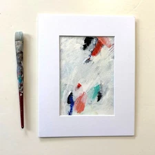 Abstract acrylic Painting 8 x 10 Original Contemporary wall Art matted OOAK