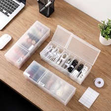 3 PCS Clear Plastic Cable Organizer Box Lid Wire Ties Label Cord Storage Desk