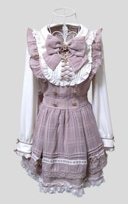LIZ LISA】 Sheer Check Apron Ruffle Dress OP Jirai Kei Kawaii from