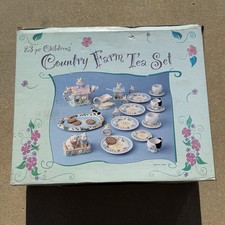 Vintage 1994 Children's Country Farm Ceramic 23 Piece Hand Painted Tea Set