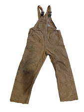 Carhartt Double Knee Fire Resistant Bibs Overalls 38x32 Preowned Brown Men E2