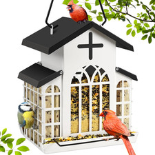 5LB Church Metal Hanging Bird Feeder for Outdoors, Weatherproof Suet Feeders for