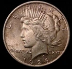 1924 P  $1 Peace Silver Dollar beautiful almost AU