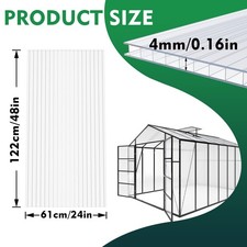 10Pack Twin-Wall Polycarbonate Sheets 4x 2FT 0.16" UV Protected Greenhouse Panel