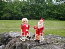 VTG Christmas Santa Claus Set Putz MCM Felt Pipe Mini Ornaments Figu 1950s JAPAN