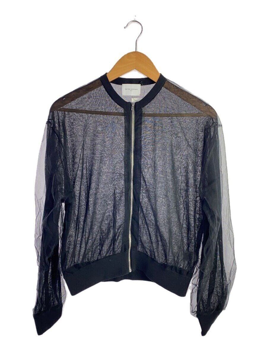 ALTRA UNITED ARROWS altro cardigan blusa in tulle con zip cotone nero