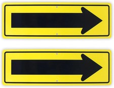 2-Pack Large Arrow Symbol Sign,for Indoor or 18'' x 6'', Reflective Yellow