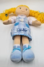 Cuddle Time Rag Doll Blonde Braids Gingham Dress 18" Excellent Condition. Lander