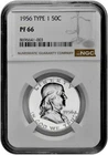 1956 Type 1 50C Proof Silver Franklin Half Dollar NGC Graded PF 66