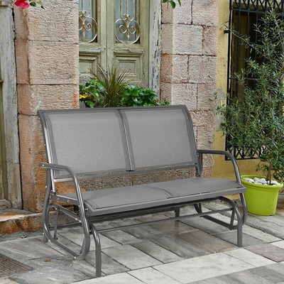 48'' Outdoor Patio Swing Glider Bench Chair Loveseat Rocker Lounge Backyard Grey
