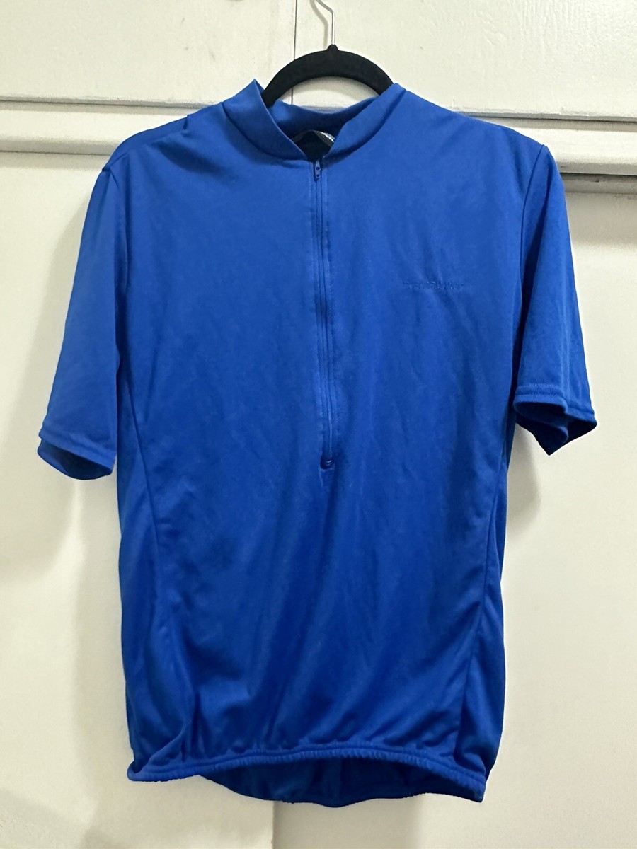 Mens Large Blue Cycling Loose Fit Performance Full Zip Jersey