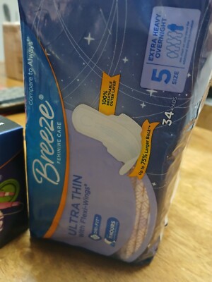 Breeze Super Tampons(3 Pks Of 18)  Breeze Extra Thin Over Night Pads (1pk Of 35)