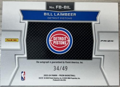 🔥Mint 2023-24 Panini Prizm Bill Laimbeer Auto Blue Disco /49 Fast Break  HOF🔥 - Imagen 2 de 7