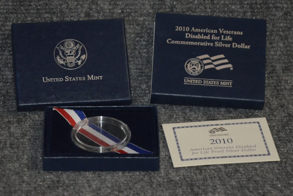 *Empty Box* For 2010-W Proof Disabled American Veterans Silver Dollar w/ Capsule - Image 2 of 2