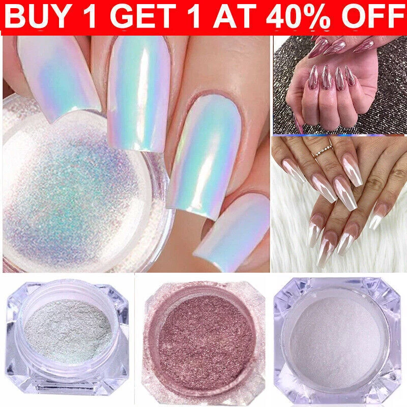 UGOLIFE AURORA CHROME NAIL POWDER NAIL MERMAID MIRROR Effect RAINBOW WHITE ROSE GOLD UK