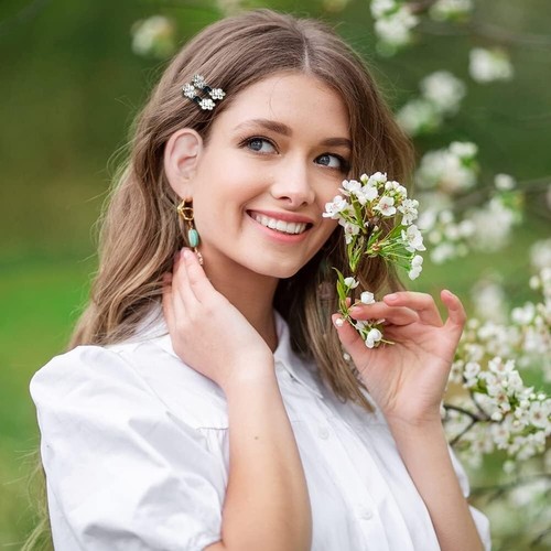 18 mini fermagli per capelli scintillanti artiglio fiore per ragazze matrimonio festa ballo accessori - Foto 6 di 9