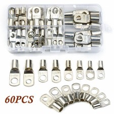 Assortment Ring Lug Terminal Tinned Copper Electrical Wire Crimp Connector 60PCS