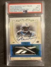 2011 PLAYOFF NATIONAL TREASURES RC LOGO SIG #22 CAM NEWTON RC /10 PSA 7 AUTO 10