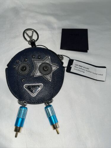 Sac porte-clés robot Prada cuir bleu gris sac à clés tour étoile clou monstre - Photo 1 sur 16