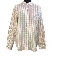 ORVIS Cotton Pink Green Plaid Collared Button Up Long Sleeve Shirt Size 8