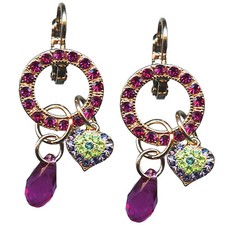 Mariana Earrings Beautiful Heart Charms in Fuchsia, Peridot, Aquamarine  Tan...