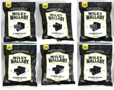 Lot of (6) Wiley Wallaby Australian Style Black Gourmet Licorice 4oz Bags Candy
